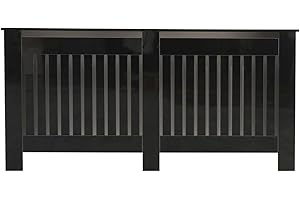 FurnitureHMD High Gloss Radiator Cover Vertical Slat Wooden Cabinet Heating Cover Wall Cabinet for Bedroom,Living Room,Hallway (extra large)