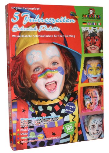 Eulenspiegel 212059 – Schminkset 5 Jahreszeiten, Schminkpalette, Pinsel, Schwämmchen und Anleitung, 16 Farben - 2