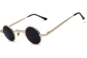 besbomig Occhiali da Sole Uomo Donna UV400 Vintage Rotondi Tondi Sunglaases Piccoli e Alla Moda Hippie Hip Hop Steampunk