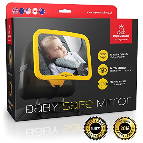 Spiegel Auto Baby | Die sicherste Rückansicht: Der Kindersitz-Spiegel für den rueckwaerts gerichteten Kindersitz, einfache Installation auf jede Rücksitzkopfstütze im Auto, voll verstellbar mit Neige- und Drehfunktion, sichere Montierung, Baby Autospiegel – GRATIS: „Baby on Board“-Schild: GRATIS - 7