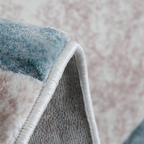 Designer Teppich mit Konturenschnitt Muster Modern Gestreift Türkis Creme Beige Meliert – VIMODA, Maße:120×170 cm - 2