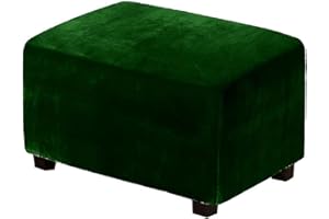 XGANGM Velvet Ottoman Covers Rectangle XL Large Stretch Ottoman Slipcover Extra Large/Small/Medium Footstool Slipcover Pouffe Cover Furniture Protector for Sofa Storage,dark green,XL