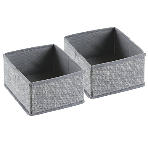 Mdesign 2er-Pack Stoffbox für Schrank oder Schublade – die ideale Aufbewahrungsbox (Stoff) – flexibel verwendbare Stoffkiste – Farbe: grau - 5