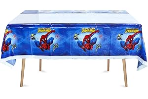 MIZT Spiderman Tischdecke, Party-Tischdecke, Größe 180 x 108 cm, abwischbar, mehrfach verwendbar, Tischtuch, Dekoration, Geburtstag, Mottoparty, Superhero Party-Zubehör Rechteckige Plastik Tischdecke