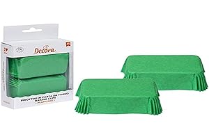 Decora, 0339886 Confezione da 20 Pirottini Plum Cake da 80 X 50 X 32 mm, per Cuocere, Presentare e Regalare PlumCake, Resistente fino a 220°, Made in Italy, Colore Verde