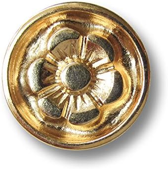 Knopfparadies Sewing Buttons - Set of 5 Adorable Metall Buttons, Cute Flower - Colour: Gold, Ø approx. 19mm