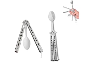 streeHerjjkeA1 Cuchara de mariposa, cuchara de mariposa, cuchillo de entrenamiento de mariposa, cuchara de mariposa, para viajes, camping, caza, barbacoa