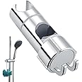 HASTHIP® Bathroom Shower Head Holder with Intergrated Hooks Universal Shower Slide Bar Bracket for 16-27mm Modern ABS Shower Bracket with Dual Hanging Hook Adjustable Shower Slide Bar Bracket