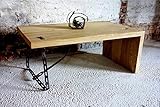  Eiche Couchtisch massiv, gezinkt, sandgestrahlte Oberfläche, korrodierter Stahlfuß, Unikat Maß 110 x 62 x 45 cm Couchtisch, Tisch industriell Design, Loft-Tisch
