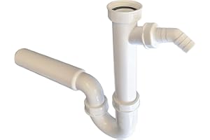 tecuro Kitchen Drain Fitting Odour Trap with Device Connection for Dishwasher and Washing Machine Hose 19-22 mm with 1 1/2 Inch Union Nut