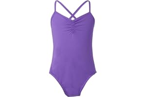 iiniim Enfant Fille Justaucorps de Danse Ballet Classique Combinaison Léotard Gymnastique Sport Yoga Patinage Jumpsuit à Bretelles Performance Scène 3-14 Ans
