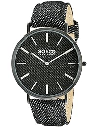 So y Co Unisex de Nueva York diseño de rayas de reloj infantil de cuarzo con esfera analógica y negro correa de piel 5103,3999999999996