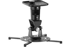 PureMounts Spider-Plus Fixation Plafond pour projecteur, inclinable à 25 °, orientable, Distance au Plafond: 225 mm, capacité de Charge Max. 15 kg, espacement des Trous 180-310 mm, Noir