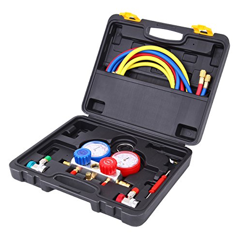 Ridgeyard Monteurhilfe Klimaanlage R134a R22 R404a R410a mit Schlauchset Schnellkupplung - 2