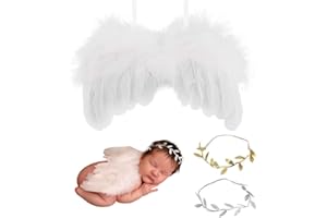 DHKFXKT Angel Wings and Halo, White Angel Wings Fallen Angel Wings Costume for Adult, Halloween Christmas Party, Baby fotografie Accessories