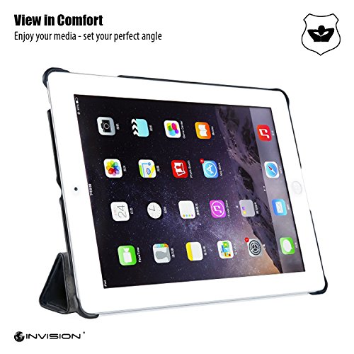 Invision® iPad 2 iPad 3 und iPad 4 Intelligente Hülle – Tolles Design – Magnetische Aufweck/Schlaf-Funktion – Hochwertiges PU-Leder (iPad 2 3 4 / Schwarz) - 7