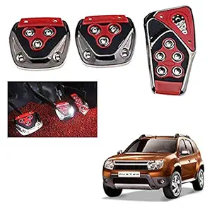 Allure Auto 3 Pcs Sports Anti-Skid Car Pedals (Manual Shift) kit Pad Covers Set (Red) for Renault Duster