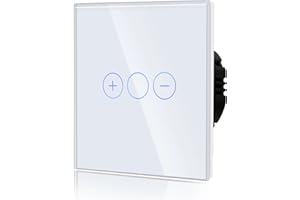 BSEED DimmSchalter für LED-Lampen, Touch Lichtschalter aus Glas, Non-wifi Schalter 700W 240V für eine perfekte Listimmungsvolle, 1 Fach 1 Weg Weiß