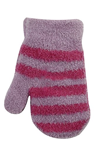 TICK TOCK Baby Girls Mittens Gloves Stripy Micro Fibre Fleece Warm Cosy Winter