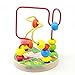 Multi Colors Baby Kid Festival Gift Wooden Around Beads Maze Puzzle Educational Toy(1Pca: Random Color)