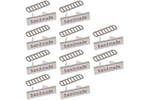 Oyrcvweuy Metal Handmade Labels Tags, 10pcs, Zinc Alloy, Rectangular, 3.6x1cm/1.42x0.39in, Bronze, DIY Sewing Craft, Eco-friendly, Durable