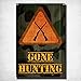 Produktbild Mstiyce ICandy Combat Gone Hunting Quote Rifle Guns Orange Triangle Notice Retro Art Exquisite Traditionelle Blechschild 12 * 8 Werbung Markante Wanddekoration Geschenk