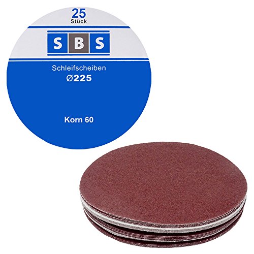 SBS Schleifscheiben Klett-Schleifpapier Ø 225 mm 25 Stück Korn 60