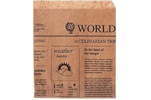 DeinPack Snacktaschen Papier Zeitungsmotiv I Burger Papier fettdicht I Dönertasche biologisch abbaubar I Snacktüten kompostierbar I Snacktasche 16x16 cm I 1000 Stück, braun