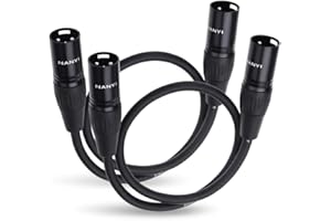 NANYI Lot de 2 Câbles pour Microphones XLR vers XLR, Câble XLR Mâle vers Mâle à 3 Broches avec Cuivre sans Oxygène, 4,8 m