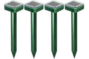 LEIPING 4 x Solar Ultrasónico Ahuyentador de Topos, Ahuyentador de Ratas, Impermeable Repelente de Topo Solar para Jardin y Cámping, Anti Topos, Serpientes, Ratones-Green