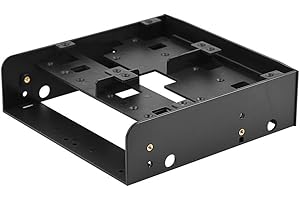 Bewinner Floppy Drive Bay,2.5" / 3.5" HDD/SSD to 5.25" Floppy-Drive Bay Computer Mounting Bracket,Supports 7mm - 15mm 2.5" HDD,with a Baffle,Multifunctional Combination