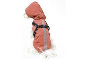 PETCUTE Imperméable pour Chien avec Harnais,Imperméable Chien avec Capuchon,100% étanche et Coupe-Vent Imperméable pour Chien avec des Bandes Réfléchissantes,Respirant Manteau pour Chiens