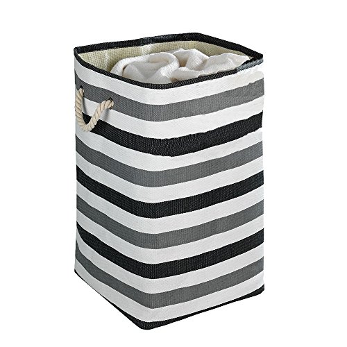 WENKO 35510100 Wäschesammler Metropolitan eckig - Wäschekorb, Fassungsvermögen 70 L, Papierstoff, 35 x 60 x 35 cm, Grau