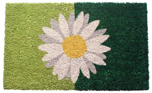 Entryways P1048 Rutschfeste Kokosfußmatte mit Gänseblümchen auf grünem Grund 40 x 60 cm