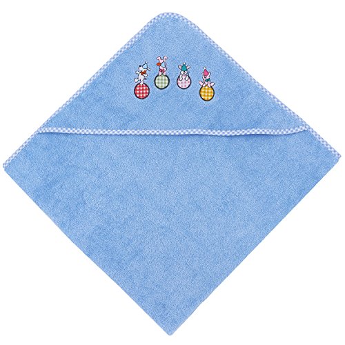 ZOLLNER® Kapuzenhandtuch / Kapuzenbadetuch / Kapuzentuch für Babys mit spielenden Hunden auf der Kappe, ca. 100×100 cm, in weiteren Farben erhältlich, vom Hotelwäschespezialisten, Serie „Capo“ - 2