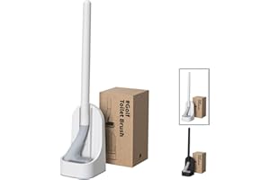 SV LIFE Brosse de Toilette en Silicone désign Club de Golf | tête Poils TPR Flexibles, Séchage Rapide, Nettoyage WC 360º | Comprend Porte-Brosse WC Anti-Goutte, Montage Mural ou Sol (1 pc, Blanc)