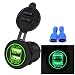 Produktbild Samoleus 2 Port 4.2A USB Steckdose Motorrad Wasserdicht Ladegerät USB mit LED für Fahrzeug Motorrad Boot (Grüne LED)