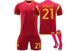 RUVON 23/24 Home Red Nr. 21 Dybala Trikot für Kinder Fußball Jersey Anzug Nr. 22 Aouar Fussball Sport Kids T Shirt Shorts and Sock Sport Trainning Football Jersey Suit Set