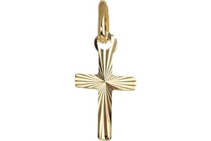 NKlaus MINI Croix Pendentif 333 or 8 carats or jaune diamanté Croix en or 14x7,5mm Femme Fille 7804