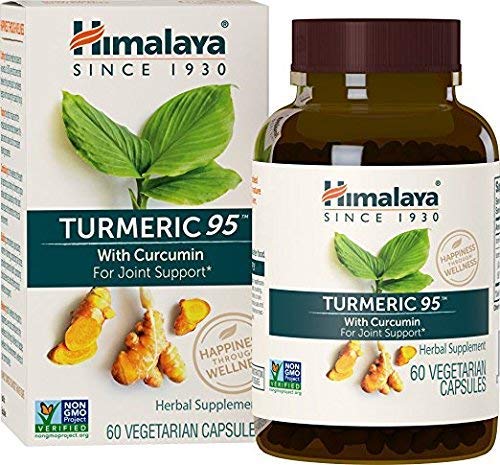 Cúrcuma ecológica y pura con curcumina al 95% - Para el alivio del dolor en las articulaciones y soporte para la artritis - 60 cápsulas veganas - Producto orgánico certificado por USDA - Sin OMG - Producto de Himalaya (60 Vegan Capsules)
