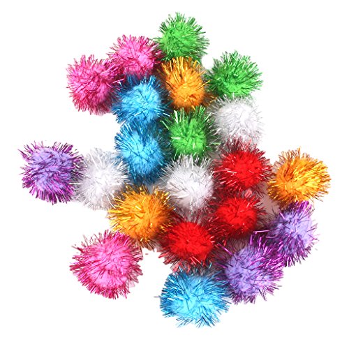 3.5cm Glitzy Tinsel Pompoms Bälle mit Catnip Katzenspielzeug Spritz