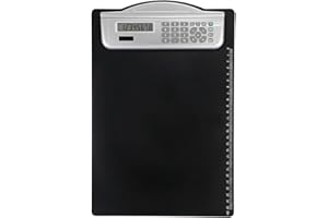 ‎MPM QUALITY Clipboard with solar calculator - Zwischenablage mit Solarrechner, schwarze und silberne Farbe, Taschenrechner für Solarladung, Lineal, geeignet für Schule, Büro, Studium und Arbeit.