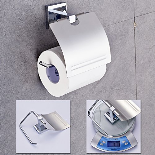 Auralum® Elegant Chrom Toilettenpapierhalt Wandhalter Papierhalter Küchenrollenhalter Toilettenpapierhalter mit Deckel 135*142*55mm - 6