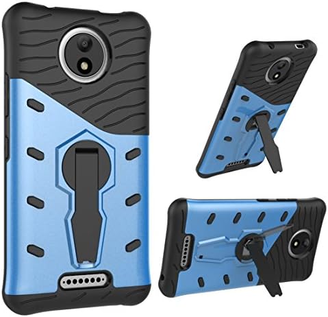 MOTO C/C PLUS Armour case, [with 360° Kickstand] High Quality REXANG [Ultra Armor] ough Durable Survivor ,Hard Rugged Shock Proof ,Best Heavy Duty Dual Layer Tough Cover For MOTO (MOTO C, Blue)