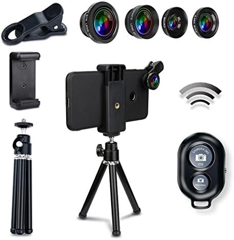 7 in 1 Smartphone Camera Lens Kit, Bluetooth Remote Control + Mini Tripod + Fish Eye + Wide Angle + Macro Lens + 2X Telephoto Lens