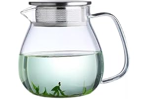 TAMUME Tekanna av glas med sil lock av rostfritt stål, 1000 ml