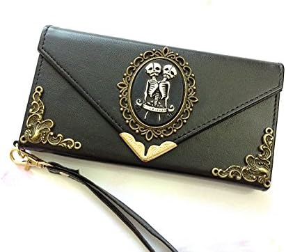 Twin skull envelope leather wallet handmade phone case cover for iPhone 8 / iPhone 7 4.7" inch FB013