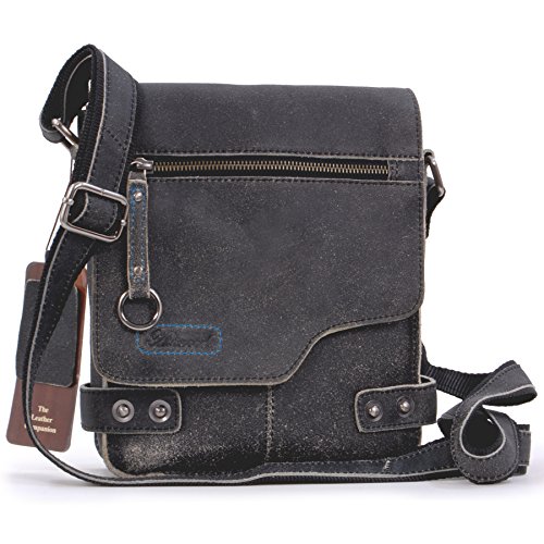 ASHWOOD - Camden 8351 - Bolso Bandolera - Apto para Llevar Kindle y iPad - Cuero - Negro