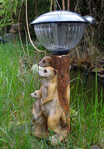 Erdmännchenfamilie mit Solar Laterne Lampe Erdmännchen Figur - 2