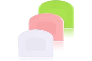 Ailiver - Rascador de pasta de plástico, cuerno de repostería, 3 piezas, plástico, raspador de repostería, espátulas para pan para cocina, repostería, crepes, 12 x 9,5 cm (rosa + blanco + verde)